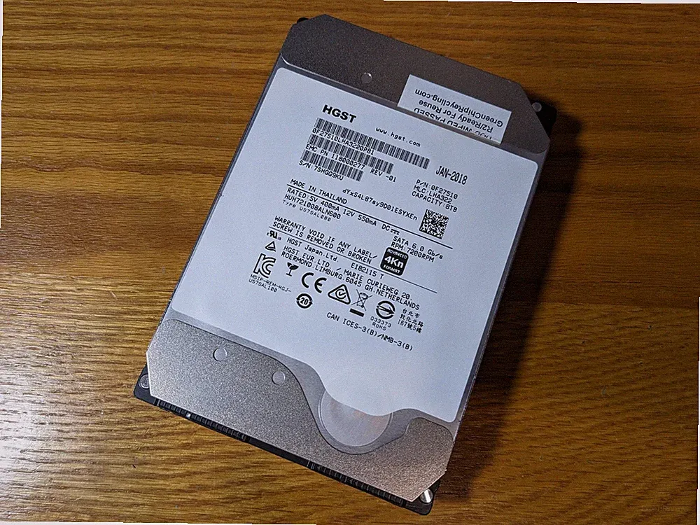 HGST 8TB DC HC510 7.2K SATA 3.5" Hard Drive HDD HUH721008ALN600 - 100% Health