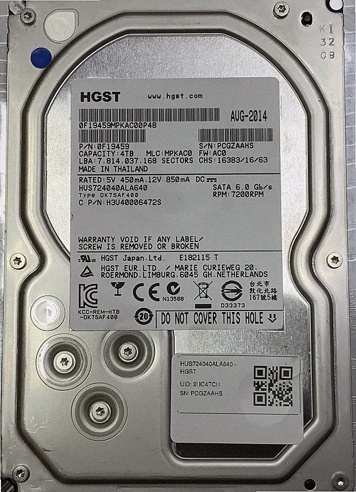 HGST HUS724040ALA640 HDD 4TB SATA 6Gb/s 7.5K 3.5" 512 b/s 0F19459 (100% Health)