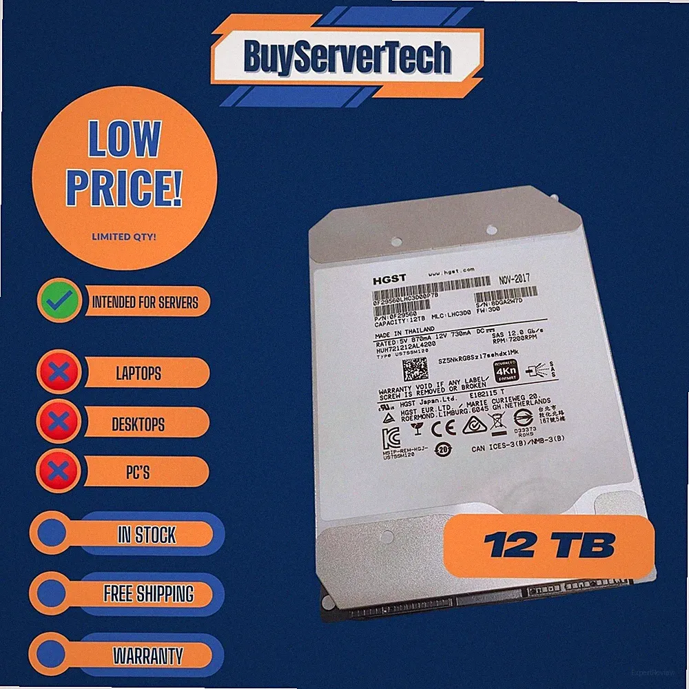 HGST Ultrastar He12 HUH721212AL4200 12tb 3.5" SAS 7200rpm Internal Hard Drive